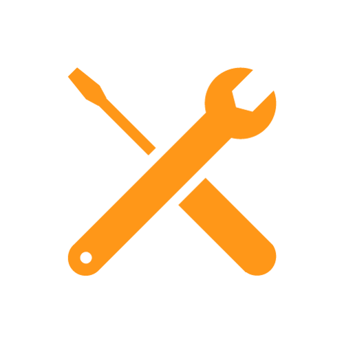 Orange crossed spanner and screwdriver icon